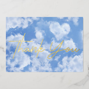 Cute Heart Shaped Cloud In Blue Sky Cheerful Happy Foil Holiday Card