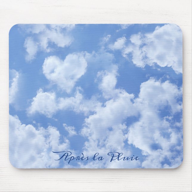 Cute Heart Shaped Cloud In Blue Sky Cheerful Happy Mouse Mat (Front)