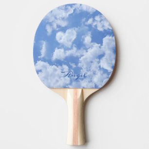 Cute Heart Shaped Cloud In Blue Sky Cheerful Happy Ping Pong Paddle