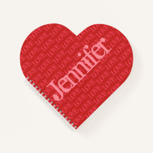 Cute Heart Shaped Love Personalised Notebook