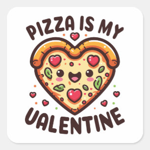 Cute Heart Shaped Pizza Valentines Day Pizza Square Sticker