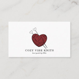 Cute Heart Shaped Yarn Handmade Knit Goods  Business Card