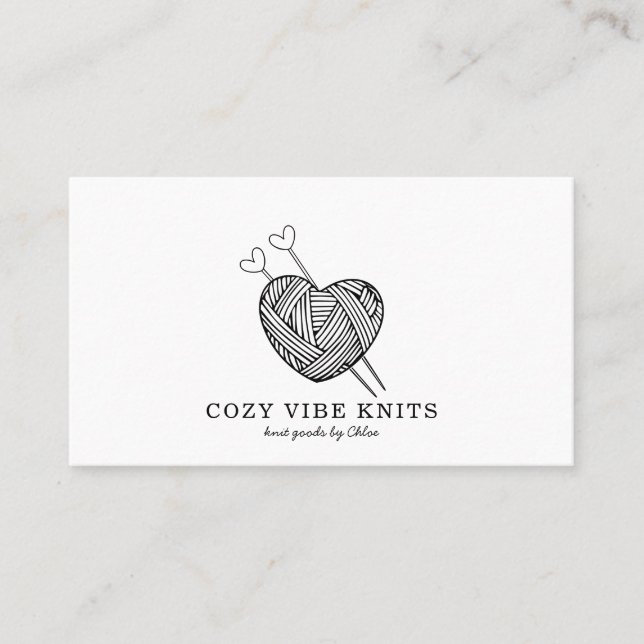 Cute Heart Shaped Yarn Handmade Knit Goods  Business Card (Front)