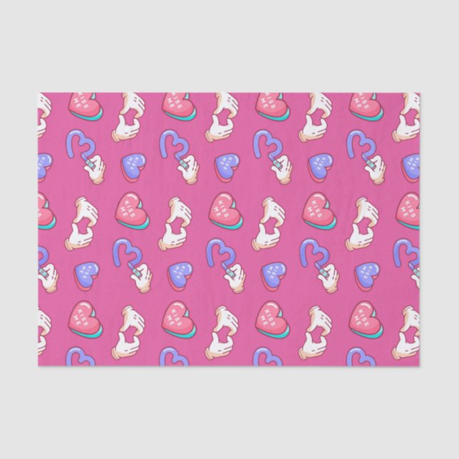 Cute Heart Sign Kiss Me Pattern Valentine's Day Tissue Paper (Front)