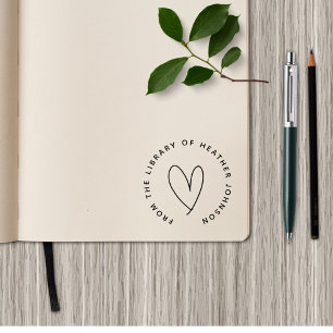 Cute Heart Simple From The Library Custom Book Rubber Stamp