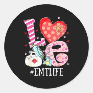 Cute Heart Stethoscope Emt Life Nurse Lover Valent Classic Round Sticker