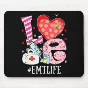 Cute Heart Stethoscope Emt Life Nurse Lover Valent Mouse Mat