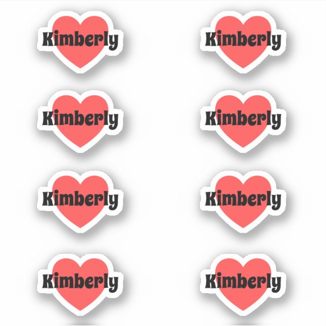 Cute Heart Sticker With Customizable Name Red (Front)