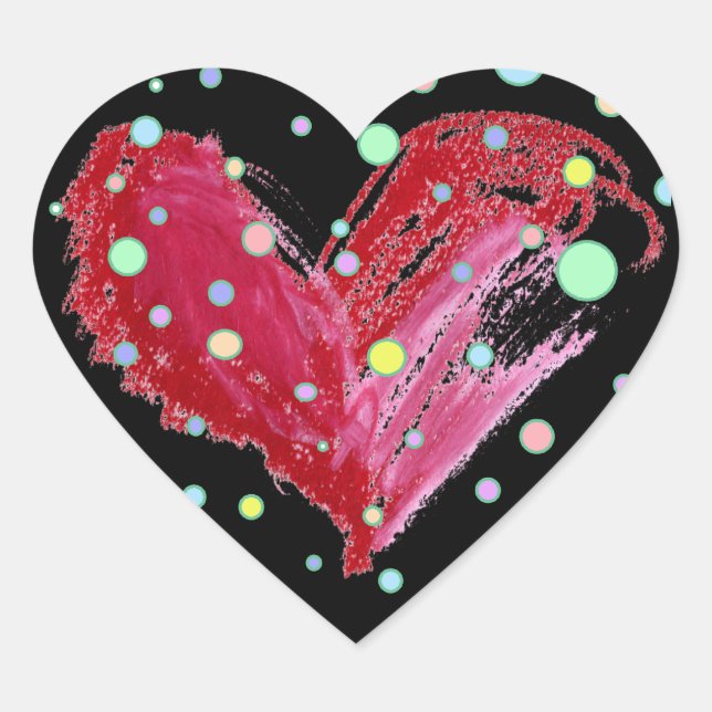 Cute Heart Stickers Black Polka Dots (Front)