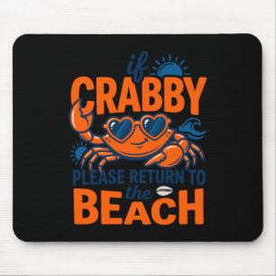 Cute Heart Sungles Crab Beach Vacation Quote Mouse Mat