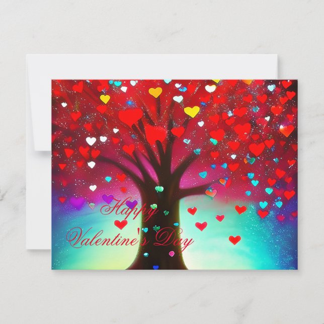 Cute heart tree valentine  holiday card (Front)