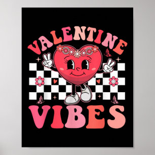 Cute Heart Valentine Vibes Retro Valentines Day Gi Poster