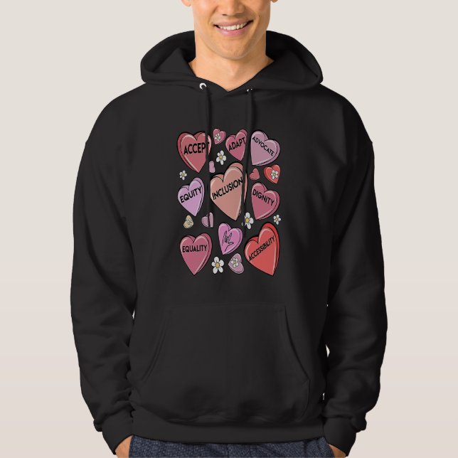 Cute Heart Valentines Day Love Special Education T Hoodie (Front)