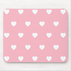 Cute Heart Valentines Love Pink and White Hearts Mouse Mat