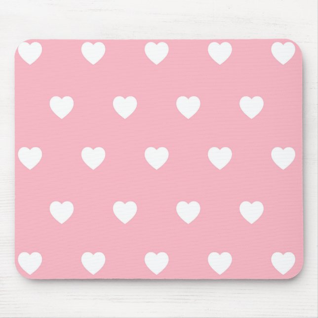 Cute Heart Valentines Love Pink and White Hearts Mouse Mat (Front)