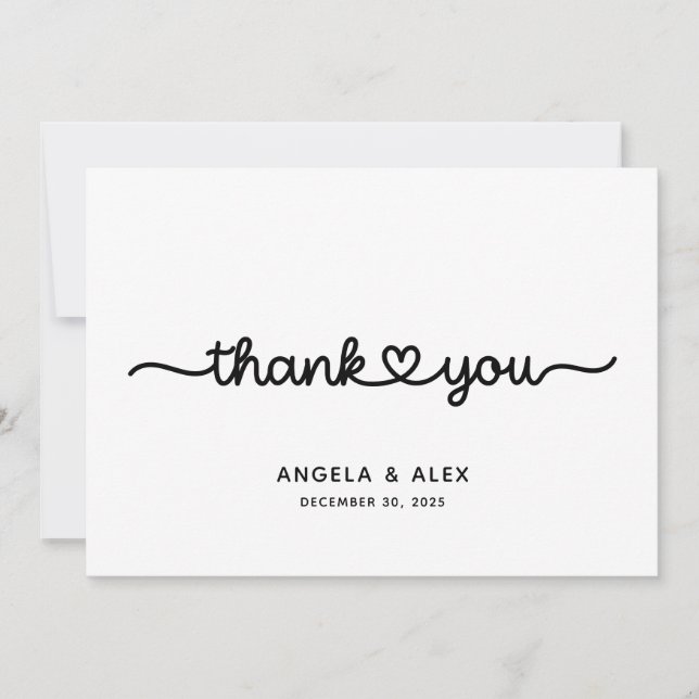 Cute Heart Wedding Thank You Card (Front)