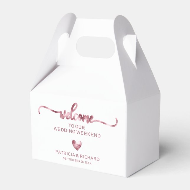Cute Heart Wedding Welcome Hotel Favour Box (Front Side)