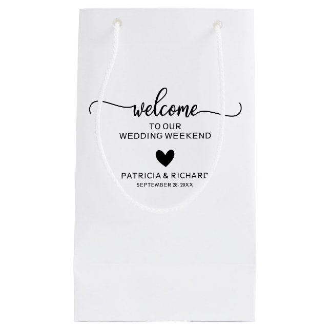 Cute Heart Wedding Welcome Hotel Small Gift Bag (Front)