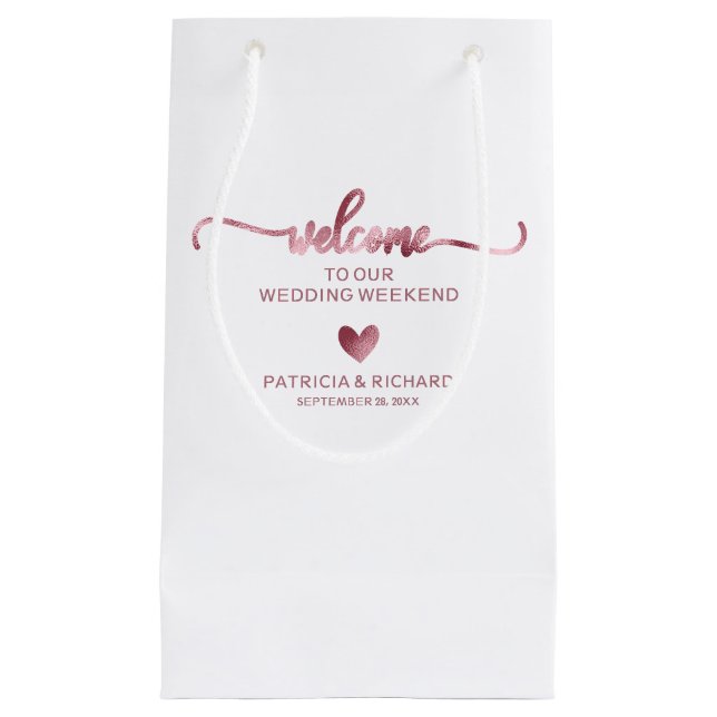 Cute Heart Wedding Welcome Hotel Small Gift Bag (Front)
