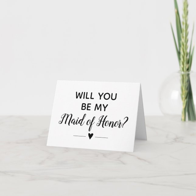 Cute Heart Will You Be My Maid of Honour Card (Front)