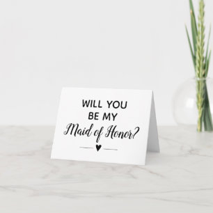 Cute Heart Will You Be My Maid of Honour Card