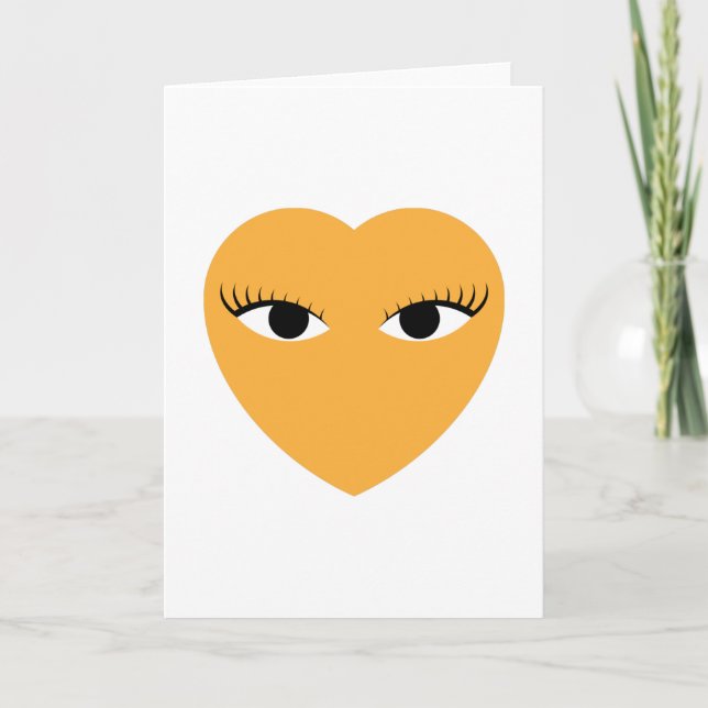 Cute Heart with Eyes on White Card (Front)
