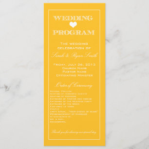 Cute Heart Yellow Wedding Program Programme