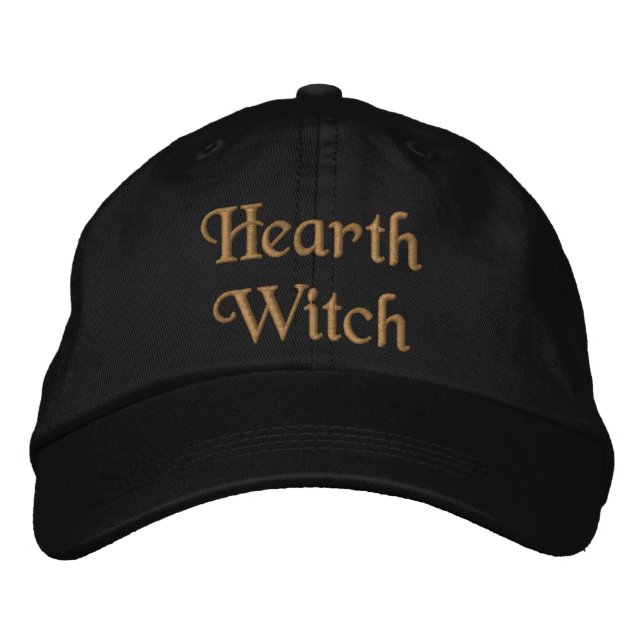 Cute Hearth Witchcraft Quote Bronze Black  Embroidered Hat (Front)