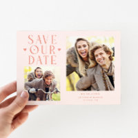 Cute Hearts 2-Photo Peach Wedding