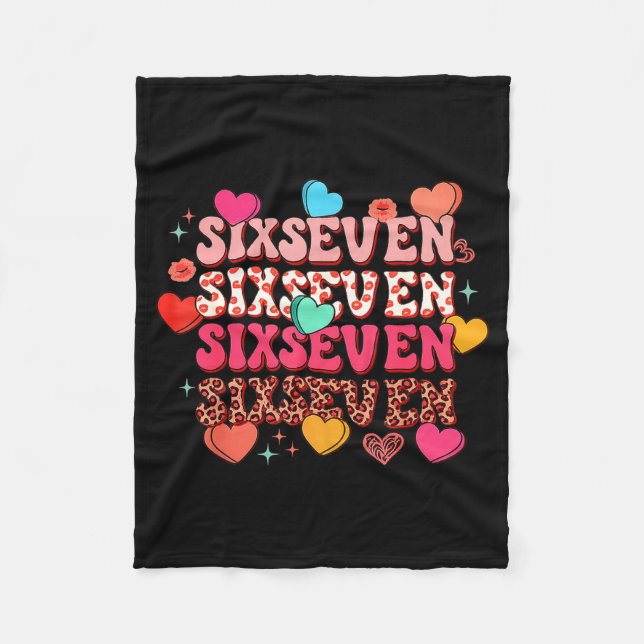 Cute Hearts 67 Meme Six Seven Gen Alpha Slang 6 7  Fleece Blanket (Front)
