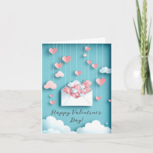 Cute Hearts and Clouds Valentine's Greeting Holiday Card