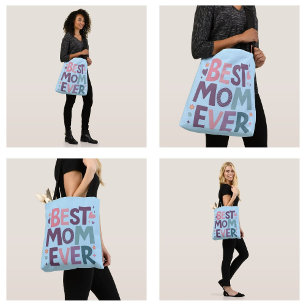 Cute Hearts and Flowers Best Mum Ever Tote Bag