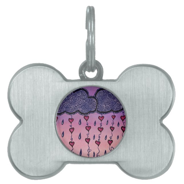 Cute hearts and raindrops pet ID tag (Front)
