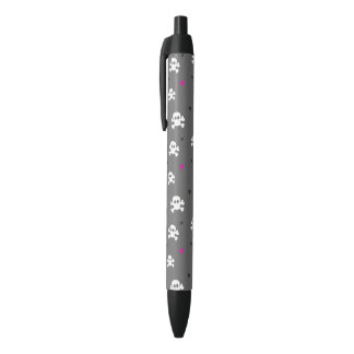 Cute Hearts And Skulls Black Ink Pen