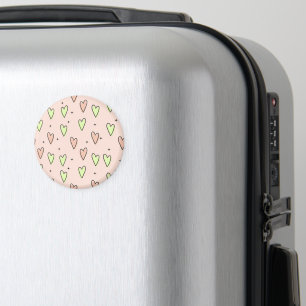 Cute hearts and stars pattern on pink magnet