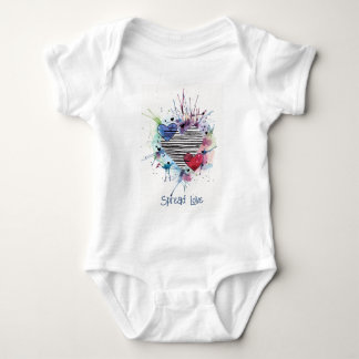 Cute Hearts And Washes In Watercolor Baby Bodysuit