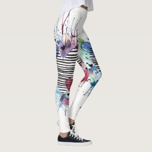 Cute Hearts And Washes In Watercolor Leggings