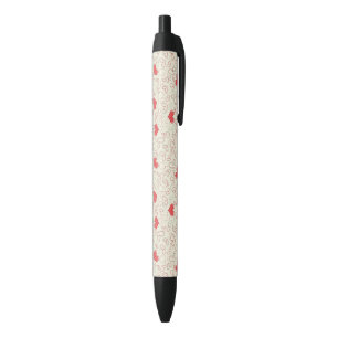 Cute Hearts Background Black Ink Pen