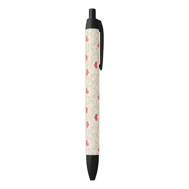 Cute Hearts Background Black Ink Pen (Bottom (Vertical))