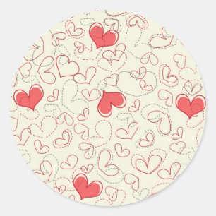 Cute Hearts Background Classic Round Sticker