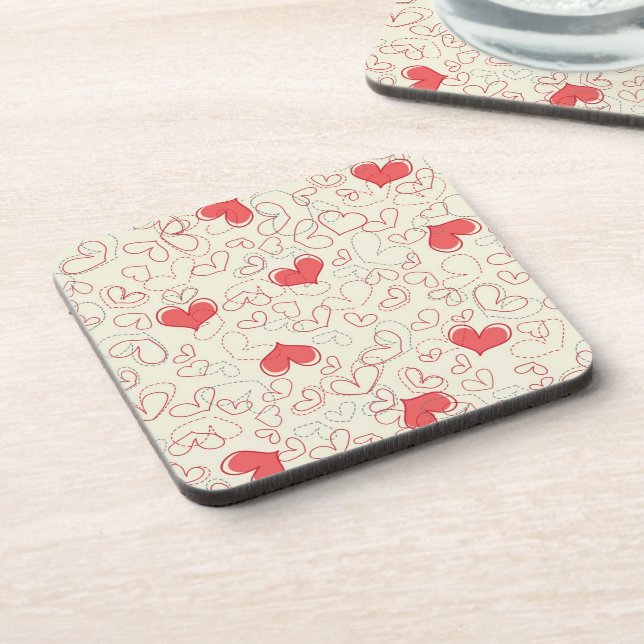 Cute Hearts Background Coaster (Left Side)