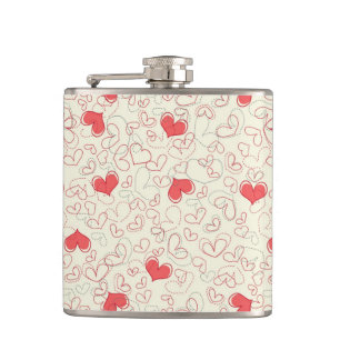 Cute Hearts Background Hip Flask