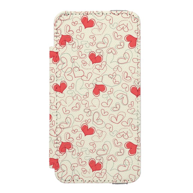 Cute Hearts Background Incipio iPhone Wallet Case (Folio Front)