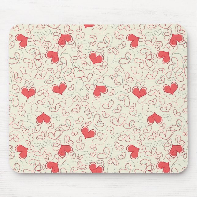 Cute Hearts Background Mouse Mat (Front)