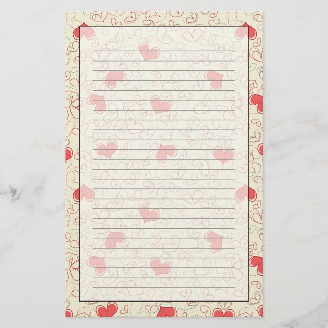 Cute Hearts Background Stationery (Front)