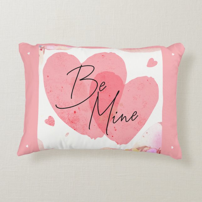 Cute Hearts Be Mine Valentines Day Decorative Cushion (Back)