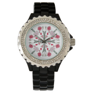 Cute Hearts Bees Roses Romantic Floral Doodles Watch