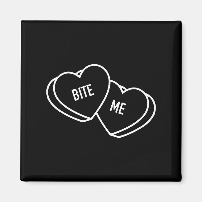 Cute Hearts Bite Me, Funny Anti-valentines Day  Magnet (Front)