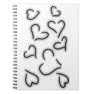 Cute Hearts Black and White Notebook