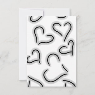 Cute Hearts Black and White Thank You Card
